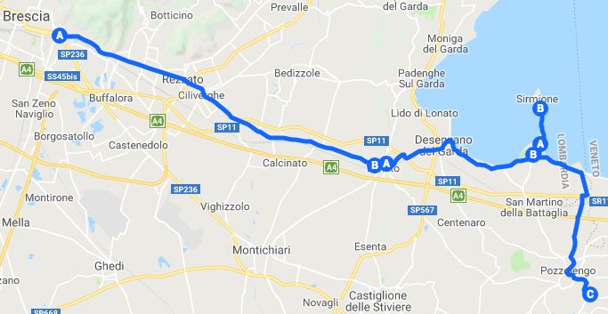 Millemiglia 2019: Mappa del percorso sul lago di garda