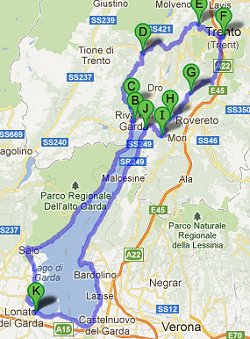 Mappa dettagliata
		itinerario Nord lago di garda in Moto