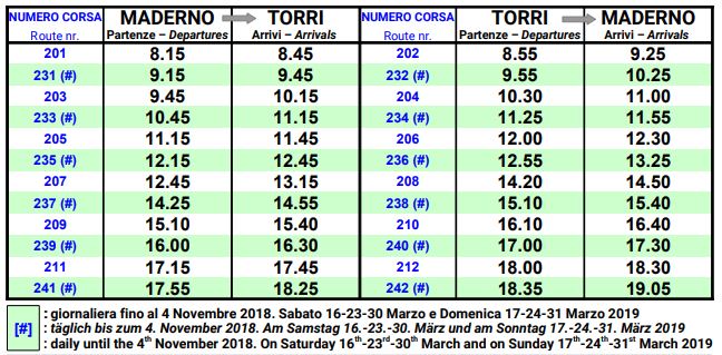 Orari traghetti da Maderno Autunno/Inverno 2018-2019